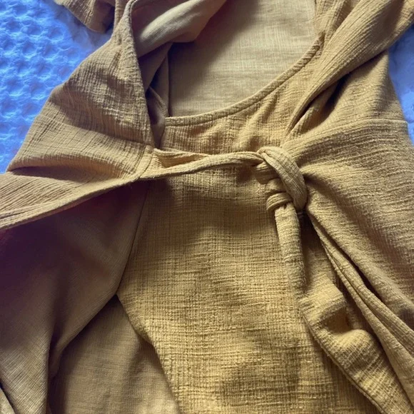 J. CREW CORAL Yellow FAUX WRAP DRESS, SHORT SLEEVE, SIDE BELT Size XS - Picture 4 of 8